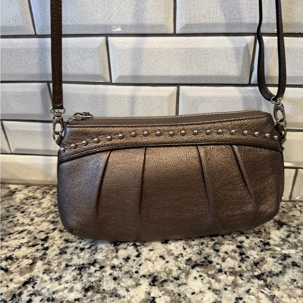Brighton Metallic Pewter Crossbody Bag